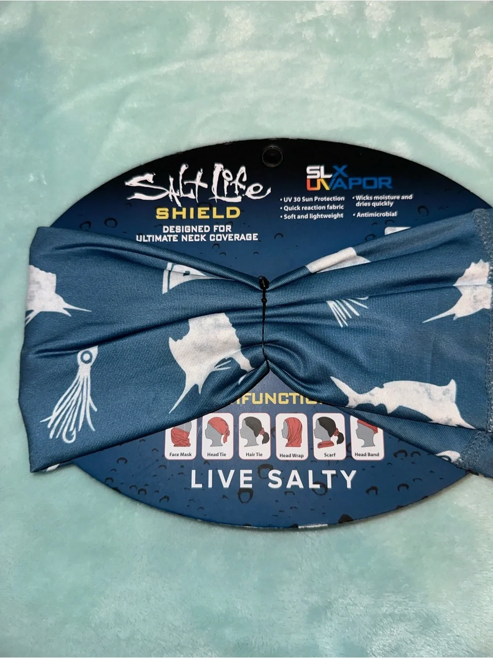 Salt Life Youth Multifunctional Shield - Blue Fish Print